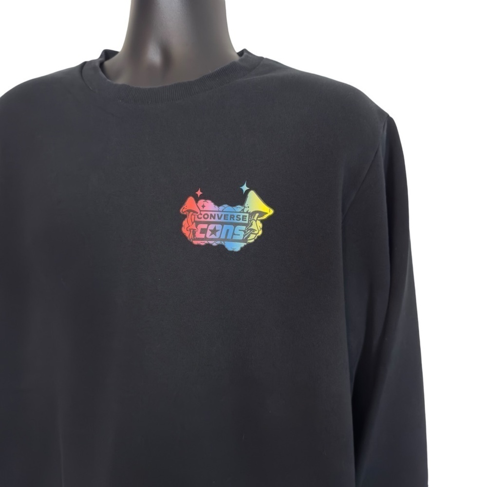 EUC Converse sweatshirt, velvet print, black, unisex, size Large